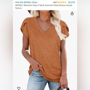 Summer V Neck Petal Sleeve Casual Tshirt